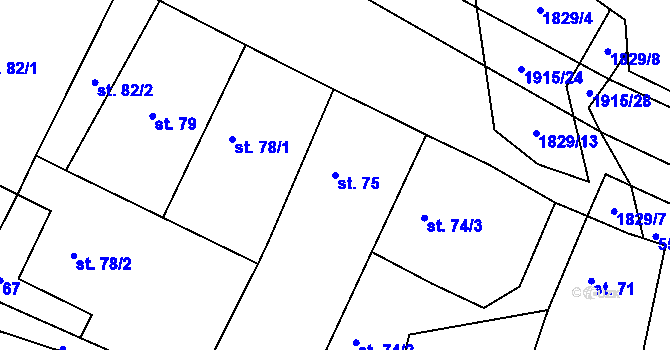 Parcela st. 75 v KÚ Kolešovice, Katastrální mapa