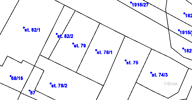 Parcela st. 78/1 v KÚ Kolešovice, Katastrální mapa