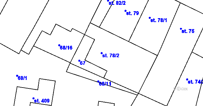 Parcela st. 78/2 v KÚ Kolešovice, Katastrální mapa
