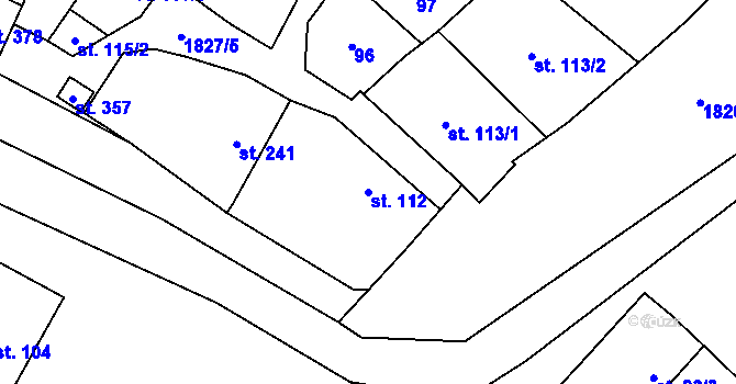 Parcela st. 112 v KÚ Kolešovice, Katastrální mapa