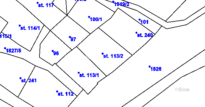 Parcela st. 113/2 v KÚ Kolešovice, Katastrální mapa