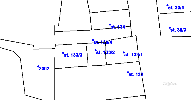 Parcela st. 133/2 v KÚ Kolešovice, Katastrální mapa