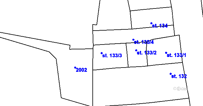 Parcela st. 133/3 v KÚ Kolešovice, Katastrální mapa