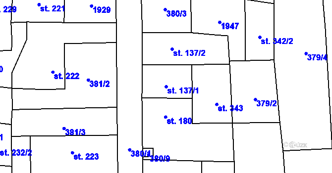 Parcela st. 137/1 v KÚ Kolešovice, Katastrální mapa