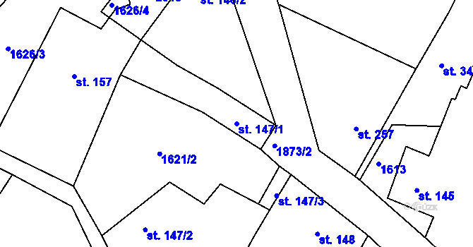 Parcela st. 147/1 v KÚ Kolešovice, Katastrální mapa
