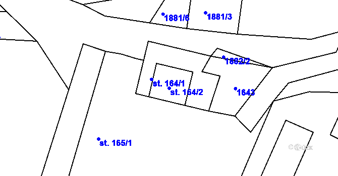 Parcela st. 164/2 v KÚ Kolešovice, Katastrální mapa