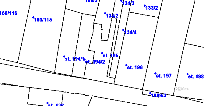 Parcela st. 195 v KÚ Kolešovice, Katastrální mapa
