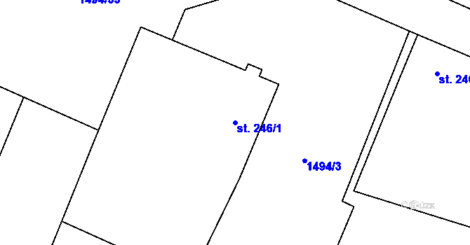 Parcela st. 246/1 v KÚ Kolešovice, Katastrální mapa
