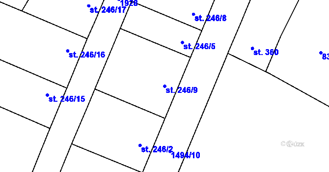 Parcela st. 246/9 v KÚ Kolešovice, Katastrální mapa