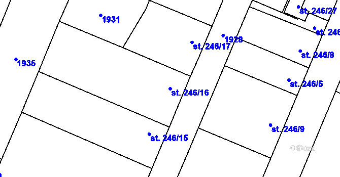 Parcela st. 246/16 v KÚ Kolešovice, Katastrální mapa