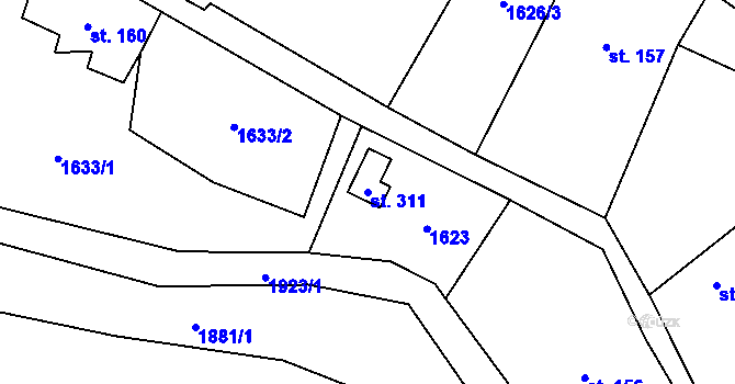 Parcela st. 311 v KÚ Kolešovice, Katastrální mapa