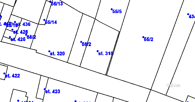 Parcela st. 315 v KÚ Kolešovice, Katastrální mapa