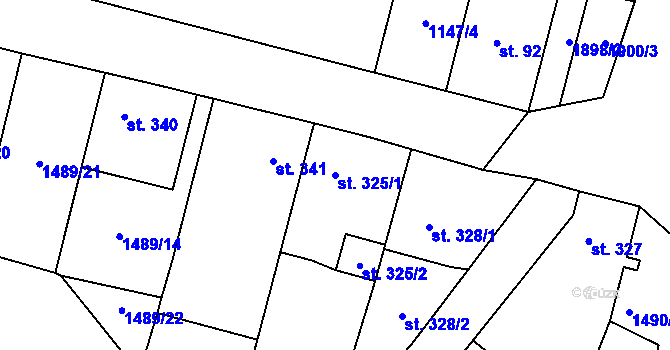 Parcela st. 325/1 v KÚ Kolešovice, Katastrální mapa