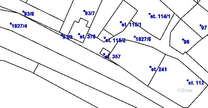 Parcela st. 357 v KÚ Kolešovice, Katastrální mapa