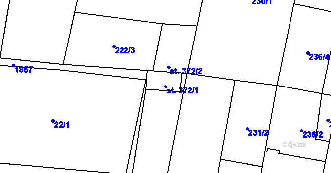 Parcela st. 372/1 v KÚ Kolešovice, Katastrální mapa