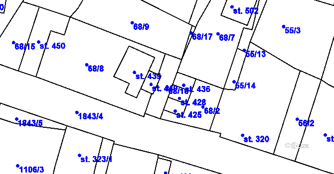 Parcela st. 68/10 v KÚ Kolešovice, Katastrální mapa