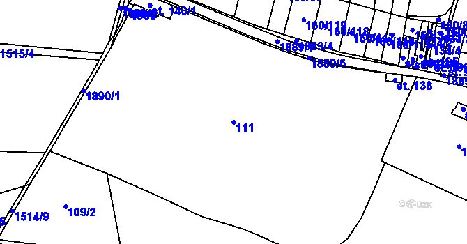 Parcela st. 111 v KÚ Kolešovice, Katastrální mapa