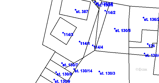 Parcela st. 114/1 v KÚ Kolešovice, Katastrální mapa
