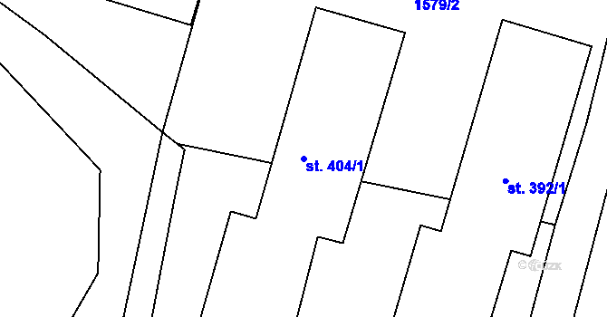 Parcela st. 404/1 v KÚ Kolešovice, Katastrální mapa