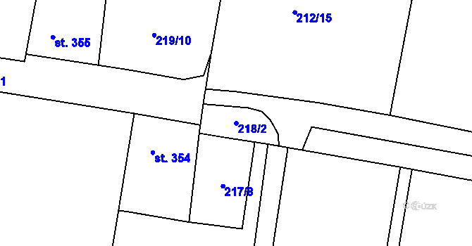 Parcela st. 218/2 v KÚ Kolešovice, Katastrální mapa