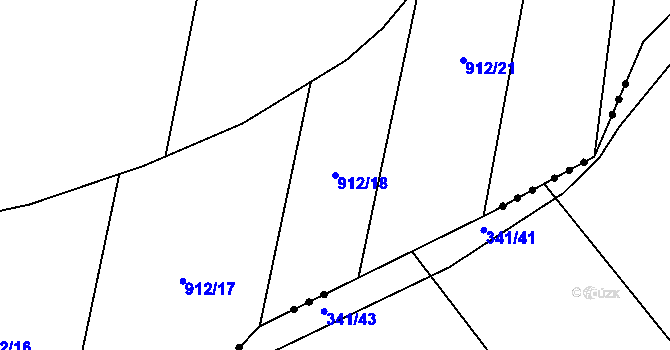 Parcela st. 912/18 v KÚ Kolešovice, Katastrální mapa
