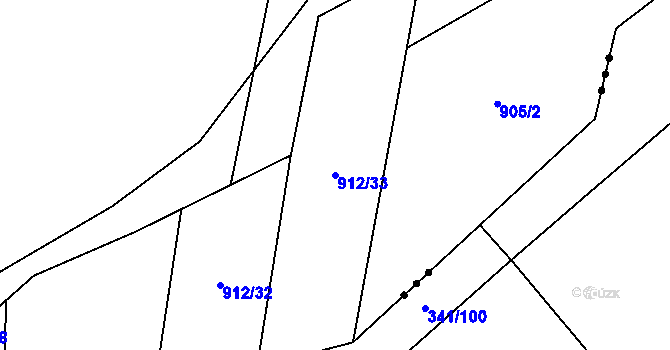 Parcela st. 912/33 v KÚ Kolešovice, Katastrální mapa