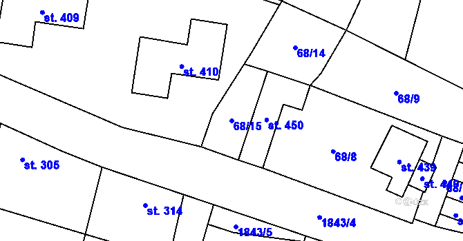 Parcela st. 68/15 v KÚ Kolešovice, Katastrální mapa