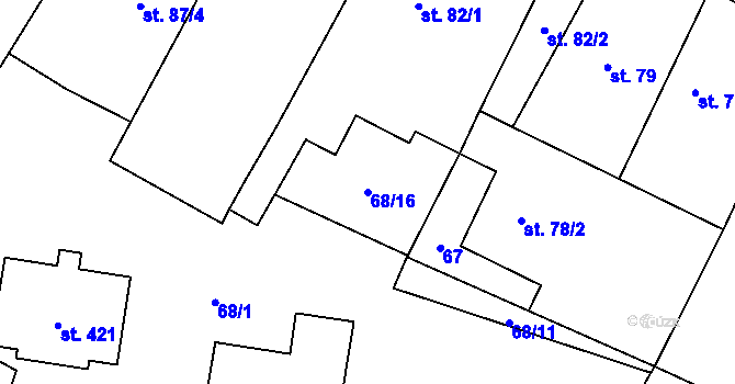Parcela st. 68/16 v KÚ Kolešovice, Katastrální mapa