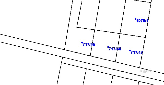 Parcela st. 717/45 v KÚ Kolešovice, Katastrální mapa