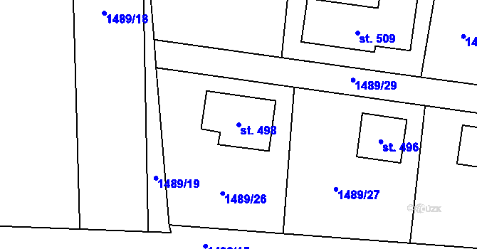 Parcela st. 498 v KÚ Kolešovice, Katastrální mapa