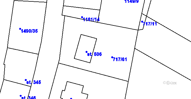 Parcela st. 717/61 v KÚ Kolešovice, Katastrální mapa