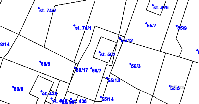 Parcela st. 502 v KÚ Kolešovice, Katastrální mapa