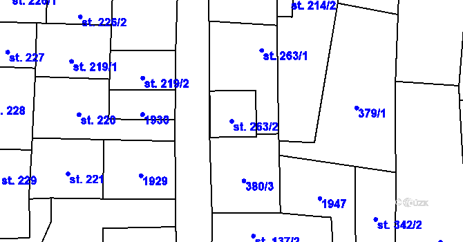 Parcela st. 263/2 v KÚ Kolešovice, Katastrální mapa