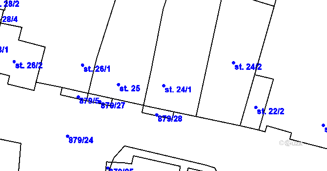 Parcela st. 24/1 v KÚ Zderaz u Kolešovic, Katastrální mapa