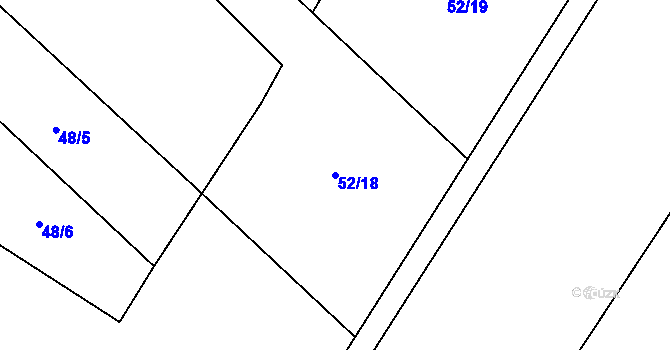 Parcela st. 52/18 v KÚ Zderaz u Kolešovic, Katastrální mapa