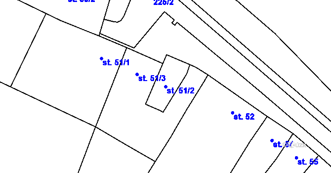 Parcela st. 51/2 v KÚ Količín, Katastrální mapa