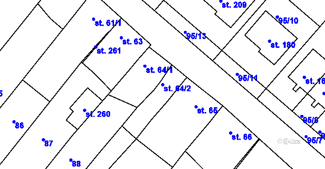 Parcela st. 64/2 v KÚ Količín, Katastrální mapa