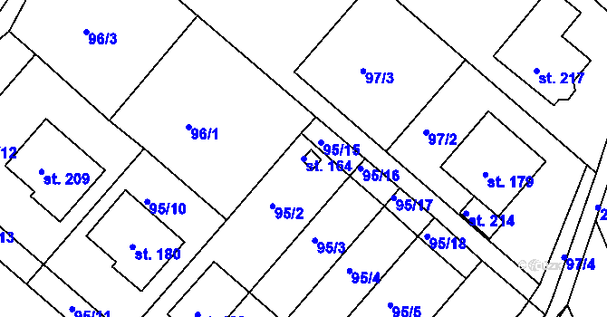 Parcela st. 164 v KÚ Količín, Katastrální mapa