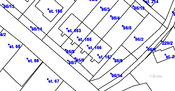 Parcela st. 166 v KÚ Količín, Katastrální mapa