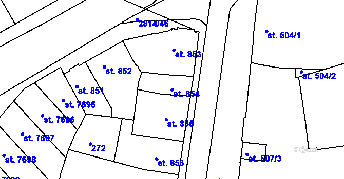 Parcela st. 854 v KÚ Kolín, Katastrální mapa