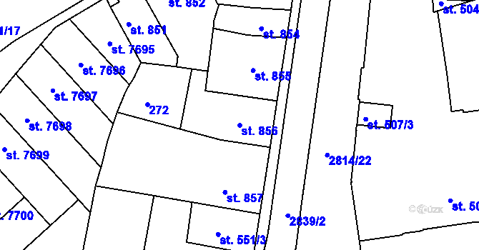 Parcela st. 856 v KÚ Kolín, Katastrální mapa