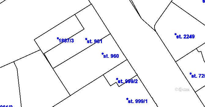 Parcela st. 960 v KÚ Kolín, Katastrální mapa