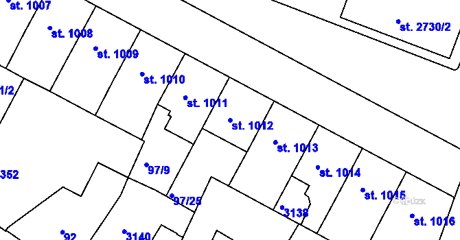 Parcela st. 1012 v KÚ Kolín, Katastrální mapa