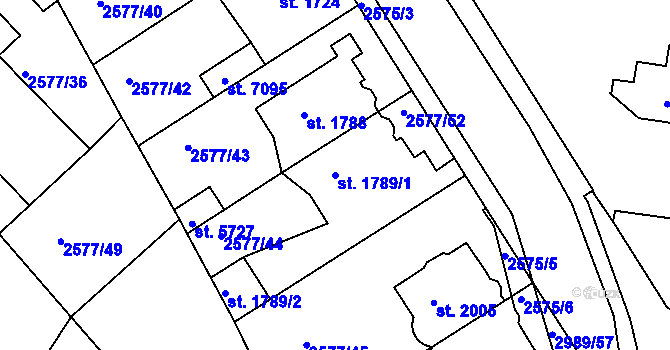 Parcela st. 1789/1 v KÚ Kolín, Katastrální mapa