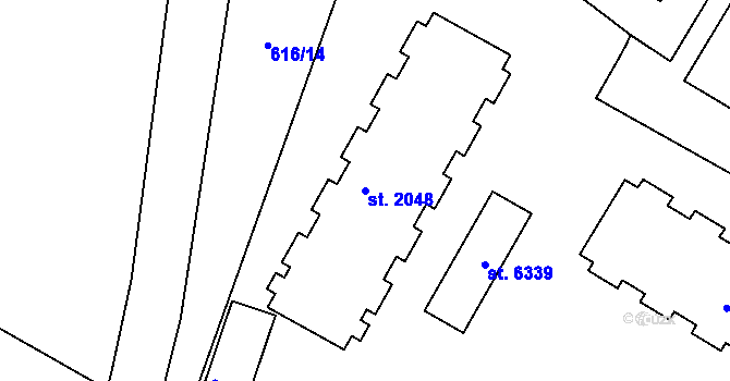 Parcela st. 2048 v KÚ Kolín, Katastrální mapa