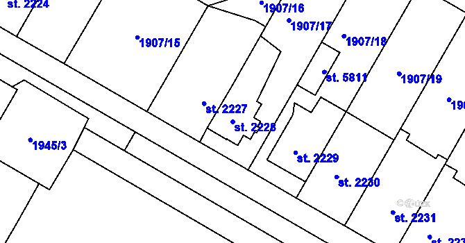 Parcela st. 2228 v KÚ Kolín, Katastrální mapa