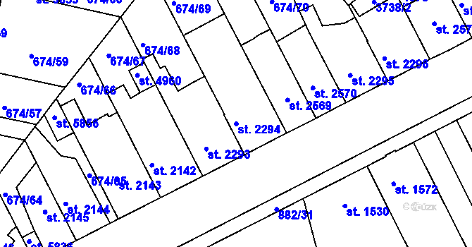 Parcela st. 2294 v KÚ Kolín, Katastrální mapa
