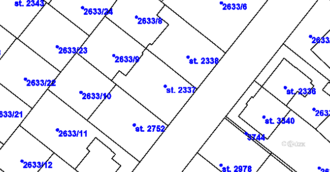 Parcela st. 2337 v KÚ Kolín, Katastrální mapa