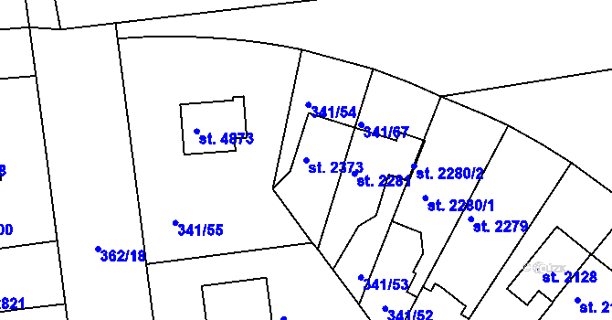 Parcela st. 2373 v KÚ Kolín, Katastrální mapa