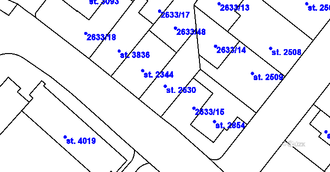 Parcela st. 2630 v KÚ Kolín, Katastrální mapa